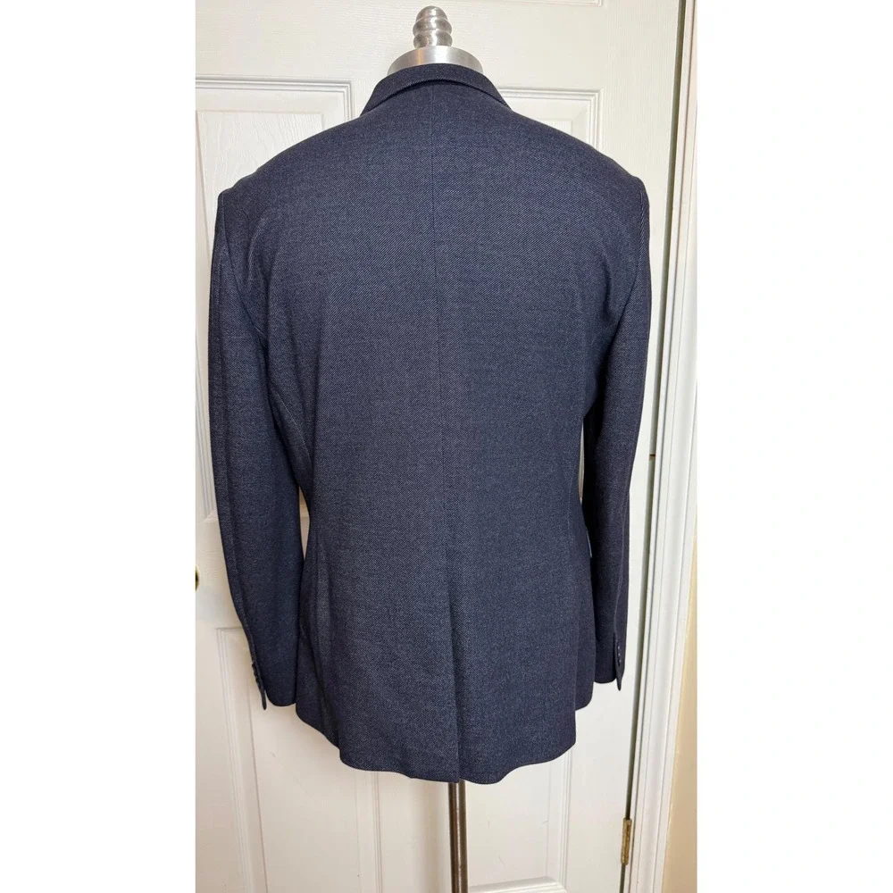 Banana Republic Mens 42R Tailored Slim Fit Blazer Navy Blue Cotton Blend Jacket